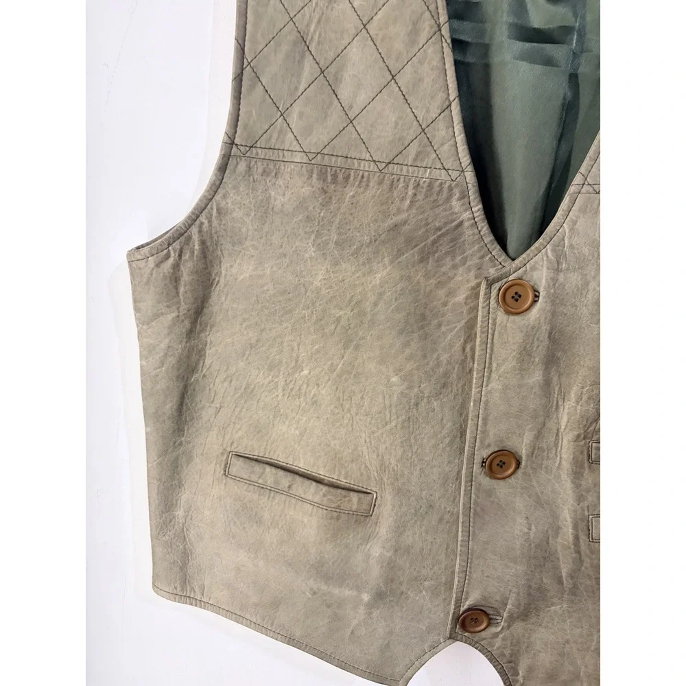 Vintage Laksen of Scandinavia Leather Hunting Shooting Vest Men's M Brown